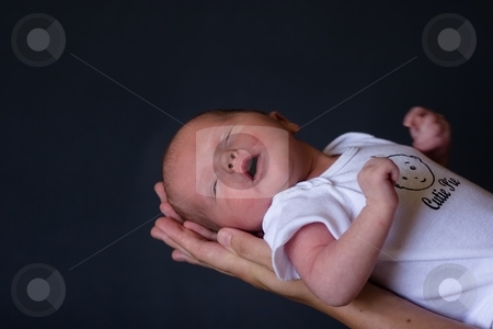 To use this stock image in your creative project, please select the size you need over to the right and click the "Add to Cart" button.
Your downloaded image will come with the Cutcaster watermark removed so don’t worry about the watermark you see on this page. Newborn stock photo, Little 7 days old baby lying securely on mom's arms, against a black background by Mariusz Jurgielewicz