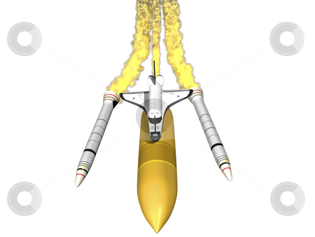 To use this stock image in your creative project, please select the size you need over to the right and click the "Add to Cart" button.
Your downloaded image will come with the Cutcaster watermark removed so don’t worry about the watermark you see on this page. Space shuttle stock photo, Space shuttle seperating on white background front view by John Teeter