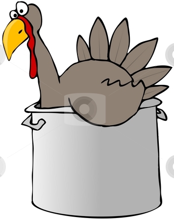 To use this stock image in your creative project, please select the size you need over to the right and click the "Add to Cart" button.
Your downloaded image will come with the Cutcaster watermark removed so don’t worry about the watermark you see on this page. Turkey In A Pot stock photo, This illustration depicts a Tom turkey in a cooking pot. by Dennis Cox