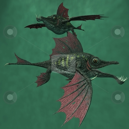 To use this stock image in your creative project, please select the size you need over to the right and click the "Add to Cart" button.
Your downloaded image will come with the Cutcaster watermark removed so don’t worry about the watermark you see on this page. Fantasy Dragon Fish stock photo, 3D Render of an Fantasy Dragon Fish by Andreas Meyer