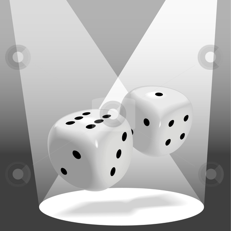 To use this stock image in your creative project, please select the size you need over to the right and click the "Add to Cart" button.
Your downloaded image will come with the Cutcaster watermark removed so don’t worry about the watermark you see on this page. Pair of Fat Shiny Dice Roll a Lucky Seven in Spotlight stock vector clipart, A pair of fat shiny dice roll a lucky seven in a spotlight on stage, good luck to win a gambling game. by Michael Brown