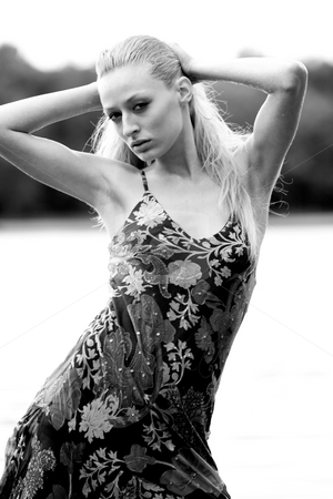 To use this stock image in your creative project, please select the size you need over to the right and click the "Add to Cart" button.
Your downloaded image will come with the Cutcaster watermark removed so don’t worry about the watermark you see on this page. Sweet watergirl stock photo, Young blond woman wearing a dress in the forest by Frenk and Danielle Kaufmann
