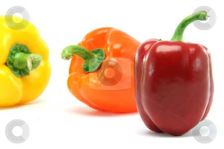 To use this stock image in your creative project, please select the size you need over to the right and click the "Add to Cart" button.
Your downloaded image will come with the Cutcaster watermark removed so don’t worry about the watermark you see on this page. Color peppers stock photo, Clor peppers focus on red one closeup isolated on white background food and vegetables concepts by EVANGELOS THOMAIDIS