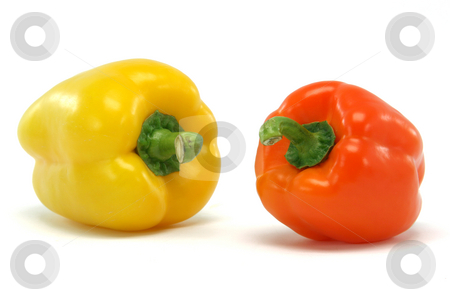 To use this stock image in your creative project, please select the size you need over to the right and click the "Add to Cart" button.
Your downloaded image will come with the Cutcaster watermark removed so don’t worry about the watermark you see on this page. Two peppers stock photo, Yellow and orange color peppe closeup isolated on white background food and vegetables concepts by EVANGELOS THOMAIDIS