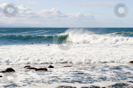 To use this stock image in your creative project, please select the size you need over to the right and click the "Add to Cart" button.
Your downloaded image will come with the Cutcaster watermark removed so don’t worry about the watermark you see on this page. Powerful waves stock photo, Surfers in action in some waves. by Nicolaas Traut