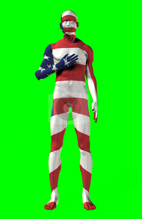 To use this stock image in your creative project, please select the size you need over to the right and click the "Add to Cart" button.
Your downloaded image will come with the Cutcaster watermark removed so don’t worry about the watermark you see on this page. USA Pledge of Allegiance stock photo, Man with a USA flag painted on his body, with his hand over his heart. Computer generated image. by Dave Navarro