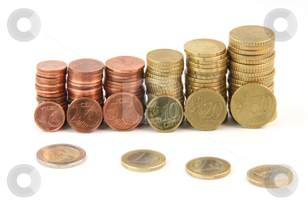 To use this stock image in your creative project, please select the size you need over to the right and click the "Add to Cart" button.
Your downloaded image will come with the Cutcaster watermark removed so don’t worry about the watermark you see on this page. Piles of euro coins stock photo, Piles of euro coins isolated on white background money and finance concepts by EVANGELOS THOMAIDIS