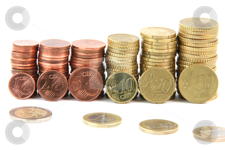 To use this stock image in your creative project, please select the size you need over to the right and click the "Add to Cart" button.
Your downloaded image will come with the Cutcaster watermark removed so don’t worry about the watermark you see on this page. Eurocoins piles stock photo, Piles of euro coins isolated on white background money and finance concepts by EVANGELOS THOMAIDIS