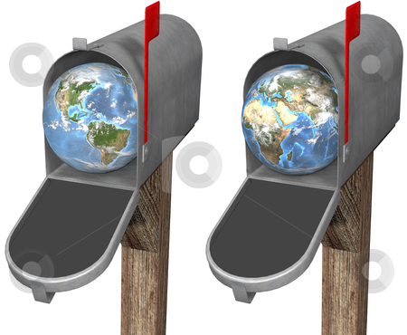 To use this stock image in your creative project, please select the size you need over to the right and click the "Add to Cart" button.
Your downloaded image will come with the Cutcaster watermark removed so don’t worry about the watermark you see on this page. Earth Globe in Mailbox stock photo, The world delivered to a mailbox, in eastern hemisphere and western hemisphere globe set. 3D render illustration by Michael Brown