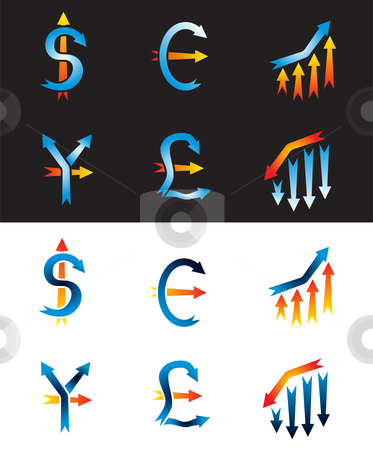 To use this stock image in your creative project, please select the size you need over to the right and click the "Add to Cart" button.
Your downloaded image will come with the Cutcaster watermark removed so don’t worry about the watermark you see on this page. Currency icons stock vector clipart, National currency symbols on black and white background by Oxygen64
