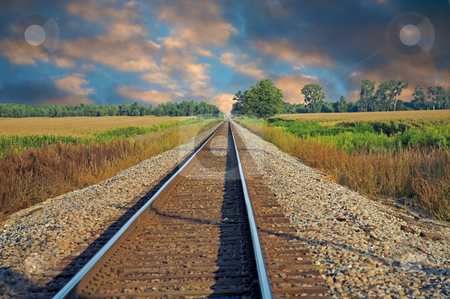 To use this stock image in your creative project, please select the size you need over to the right and click the "Add to Cart" button.
Your downloaded image will come with the Cutcaster watermark removed so don’t worry about the watermark you see on this page. Railroad tracks stock photo, Train tracks running into the distance by Mitch Aunger