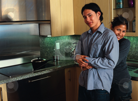 To use this stock image in your creative project, please select the size you need over to the right and click the "Add to Cart" button.
Your downloaded image will come with the Cutcaster watermark removed so don’t worry about the watermark you see on this page. MPIXIS589062 stock photo, Happy couple in kitchen by Mpixis World
