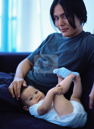 To use this stock image in your creative project, please select the size you need over to the right and click the "Add to Cart" button.
Your downloaded image will come with the Cutcaster watermark removed so don’t worry about the watermark you see on this page. MPIXIS589052 stock photo, Young father with baby by Mpixis World