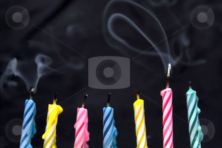 To use this stock image in your creative project, please select the size you need over to the right and click the "Add to Cart" button.
Your downloaded image will come with the Cutcaster watermark removed so don’t worry about the watermark you see on this page. Birthday Candles stock photo, Several wax cancles typically used for birthday celebrations. by Robert Byron