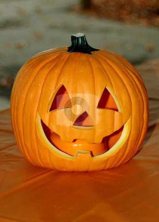 To use this stock image in your creative project, please select the size you need over to the right and click the "Add to Cart" button.
Your downloaded image will come with the Cutcaster watermark removed so don’t worry about the watermark you see on this page. Carved Pumpkins stock photo, A carved pumpkin is sitting on a picnic table for decoration at an outdoor picnic/BBQ during the fall holiday season. by Janie Mertz