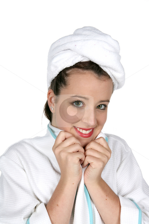 To use this stock image in your creative project, please select the size you need over to the right and click the "Add to Cart" button.
Your downloaded image will come with the Cutcaster watermark removed so don’t worry about the watermark you see on this page. Luxury teen in robe and towel stock photo, Beautiful teenage girl in towel and robe, close up of her face. by Sue and Shawn Roberts