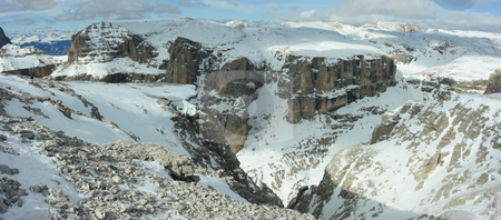 To use this stock image in your creative project, please select the size you need over to the right and click the "Add to Cart" button.
Your downloaded image will come with the Cutcaster watermark removed so don’t worry about the watermark you see on this page. Dolomites panorama stock photo, Panorama of Dolomites range (Mt. Marmolada) near Canazei, Italy. Vie from the point 300m over the sea level by Natalia Macheda