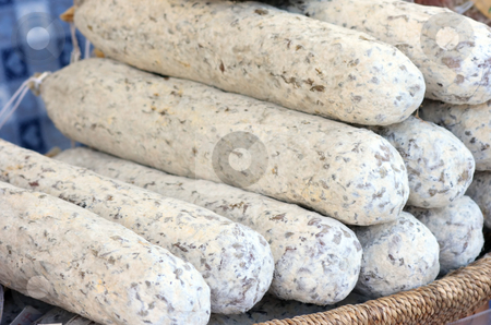 To use this stock image in your creative project, please select the size you need over to the right and click the "Add to Cart" button.
Your downloaded image will come with the Cutcaster watermark removed so don’t worry about the watermark you see on this page. Home-made wurst stock photo, Home-made dry wurst with thin coating of white mold by Natalia Macheda
