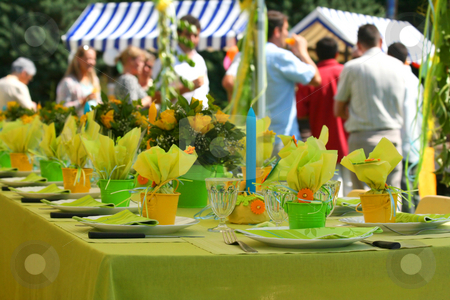 To use this stock image in your creative project, please select the size you need over to the right and click the "Add to Cart" button.
Your downloaded image will come with the Cutcaster watermark removed so don’t worry about the watermark you see on this page. Garden party stock photo, Garden party table by Tilo