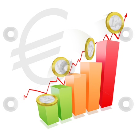 To use this stock image in your creative project, please select the size you need over to the right and click the "Add to Cart" button.
Your downloaded image will come with the Cutcaster watermark removed so don’t worry about the watermark you see on this page. Euro chart stock vector clipart, Concept representing the strength of euro money by Tilo