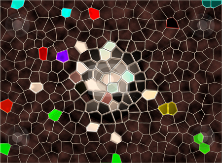To use this stock image in your creative project, please select the size you need over to the right and click the "Add to Cart" button.
Your downloaded image will come with the Cutcaster watermark removed so don’t worry about the watermark you see on this page. Tiles of Existence stock photo, Colorful abstract illustration with the smooth illusion of stained glass. ? by Lori Smaltz