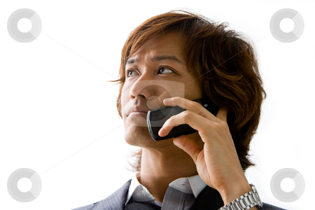 To use this stock image in your creative project, please select the size you need over to the right and click the "Add to Cart" button.
Your downloaded image will come with the Cutcaster watermark removed so don’t worry about the watermark you see on this page. Asian business man and phone stock photo, Young Asian business man with mobile phone calling, isolated by Paul Hakimata