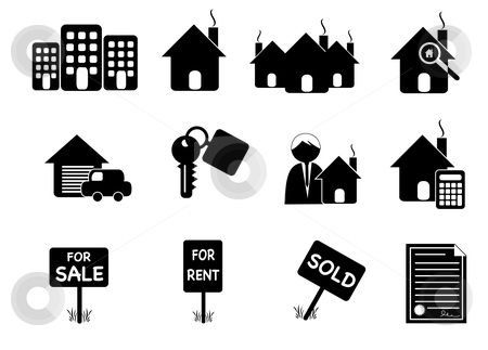 To use this stock image in your creative project, please select the size you need over to the right and click the "Add to Cart" button.
Your downloaded image will come with the Cutcaster watermark removed so don’t worry about the watermark you see on this page. Retro Real Estate Icons stock vector clipart, Icon illustration of Real Estate Elements by Stephanie Soon