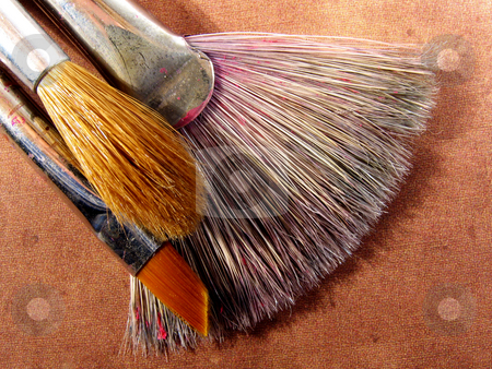 To use this stock image in your creative project, please select the size you need over to the right and click the "Add to Cart" button.
Your downloaded image will come with the Cutcaster watermark removed so don’t worry about the watermark you see on this page. Artist brushes stock photo, Artists' paint brushes on textured background by Anita Peppers