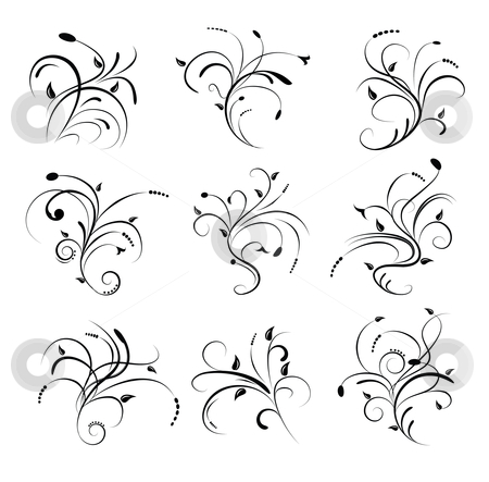 To use this stock image in your creative project, please select the size you need over to the right and click the "Add to Cart" button.
Your downloaded image will come with the Cutcaster watermark removed so don’t worry about the watermark you see on this page. Floral Scrolls stock vector clipart, Illustration of floral scrolls as design elements by Stephanie Soon