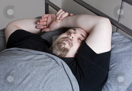 To use this stock image in your creative project, please select the size you need over to the right and click the "Add to Cart" button.
Your downloaded image will come with the Cutcaster watermark removed so don’t worry about the watermark you see on this page. Large man snoring stock photo, Large man asleep in bed, snoring by Anita Peppers
