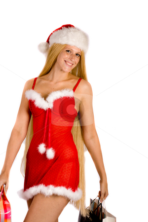 To use this stock image in your creative project, please select the size you need over to the right and click the "Add to Cart" button.
Your downloaded image will come with the Cutcaster watermark removed so don’t worry about the watermark you see on this page. Beautiful Christmas faerie carying her shopping bags stock photo, Studio portrait of blond christmas girl with very long blond hair by Frenk and Danielle Kaufmann