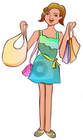 To use this stock image in your creative project, please select the size you need over to the right and click the "Add to Cart" button.
Your downloaded image will come with the Cutcaster watermark removed so don’t worry about the watermark you see on this page. Shopping woman stock vector clipart, by Henny Ng