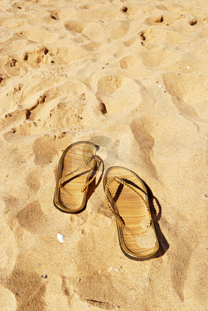 To use this stock image in your creative project, please select the size you need over to the right and click the "Add to Cart" button.
Your downloaded image will come with the Cutcaster watermark removed so don’t worry about the watermark you see on this page. Slippers on the beach stock photo, Pair of golden slippers left in the sand with shells by Wino Evertz