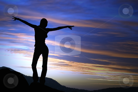 To use this stock image in your creative project, please select the size you need over to the right and click the "Add to Cart" button.
Your downloaded image will come with the Cutcaster watermark removed so don’t worry about the watermark you see on this page. Accomplishment stock photo, A young woman exults the onset of the vivid sunset in french riviera. by Serge VILLA