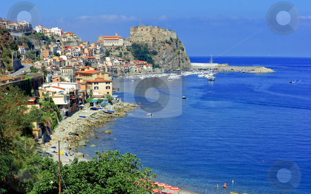 To use this stock image in your creative project, please select the size you need over to the right and click the "Add to Cart" button.
Your downloaded image will come with the Cutcaster watermark removed so don’t worry about the watermark you see on this page. Scilla panorama stock photo, Panoramic view on scilla cost, harbor, town and castle by Natalia Macheda