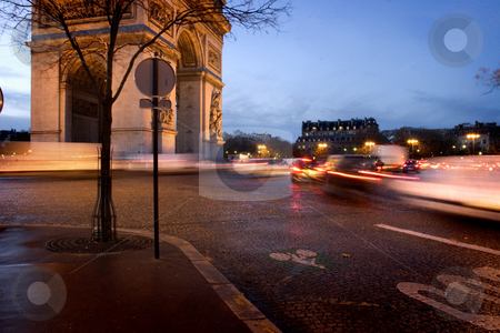 To use this stock image in your creative project, please select the size you need over to the right and click the "Add to Cart" button.
Your downloaded image will come with the Cutcaster watermark removed so don’t worry about the watermark you see on this page. Rush hour in Paris stock photo, Cars are driving around the triumphal arch in Paris by Heiko Riemann