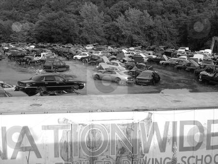 To use this stock image in your creative project, please select the size you need over to the right and click the "Add to Cart" button.
Your downloaded image will come with the Cutcaster watermark removed so don’t worry about the watermark you see on this page. Auto junkyard stock photo, Black and White photo of a junkyard by Bill Parmentier