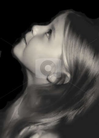 To use this stock image in your creative project, please select the size you need over to the right and click the "Add to Cart" button.
Your downloaded image will come with the Cutcaster watermark removed so don’t worry about the watermark you see on this page. Beautiful Girl stock photo, Profile monotone portrait of little girl looking up by Perry Correll