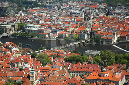 To use this stock image in your creative project, please select the size you need over to the right and click the "Add to Cart" button.
Your downloaded image will come with the Cutcaster watermark removed so don’t worry about the watermark you see on this page. Aerial view of Charles Bridge stock photo, Prague and Charles Bridge viewed from Petrin Tower by Pierre Landry