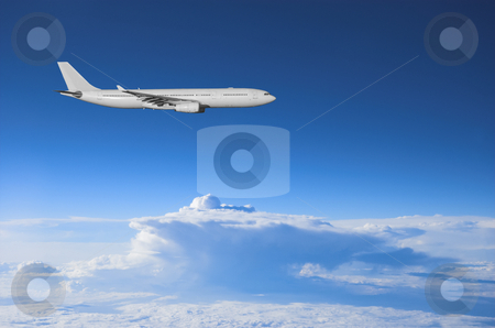 To use this stock image in your creative project, please select the size you need over to the right and click the "Add to Cart" button.
Your downloaded image will come with the Cutcaster watermark removed so don’t worry about the watermark you see on this page. Airliner high above the weather stock photo, Jumbo jet airplane flying high above a thunderstorm by Pierre Landry