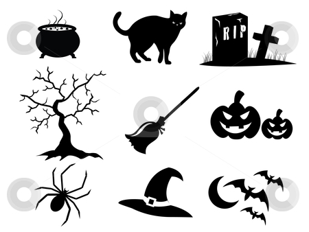 To use this stock image in your creative project, please select the size you need over to the right and click the "Add to Cart" button.
Your downloaded image will come with the Cutcaster watermark removed so don’t worry about the watermark you see on this page. Halloween Icons stock vector clipart, Icon illustration of Halloween elements in black by Stephanie Soon