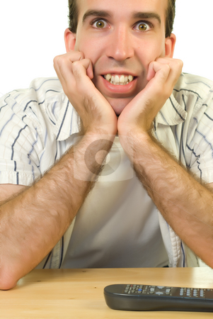 To use this stock image in your creative project, please select the size you need over to the right and click the "Add to Cart" button.
Your downloaded image will come with the Cutcaster watermark removed so don’t worry about the watermark you see on this page. Man Watching TV stock photo, A man isolated on a white background, watching tv by Richard Nelson