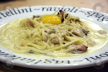 To use this stock image in your creative project, please select the size you need over to the right and click the "Add to Cart" button.
Your downloaded image will come with the Cutcaster watermark removed so don’t worry about the watermark you see on this page. Spaghetti carbonara stock photo, Spaghetti carbanora with cream sauce and an egg by Kheng Guan Toh