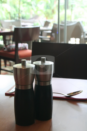 To use this stock image in your creative project, please select the size you need over to the right and click the "Add to Cart" button.
Your downloaded image will come with the Cutcaster watermark removed so don’t worry about the watermark you see on this page. Salt pepper shakers stock photo, Modern design salt and pepper shaker in a restaurant by Kheng Guan Toh