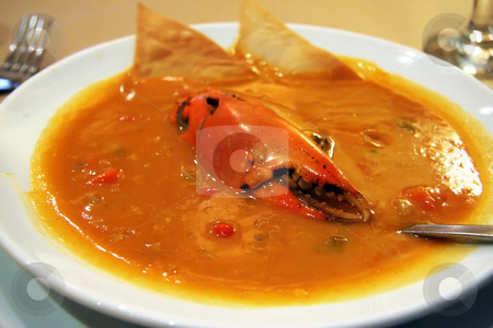 To use this stock image in your creative project, please select the size you need over to the right and click the "Add to Cart" button.
Your downloaded image will come with the Cutcaster watermark removed so don’t worry about the watermark you see on this page. Crab soup stock photo, Crab bisque soup with whole claw in shell by Kheng Guan Toh