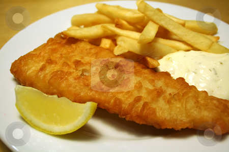 To use this stock image in your creative project, please select the size you need over to the right and click the "Add to Cart" button.
Your downloaded image will come with the Cutcaster watermark removed so don’t worry about the watermark you see on this page. Fish and chips stock photo, Fish and chips on a white plate with tartar sauce by Kheng Guan Toh
