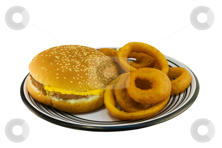To use this stock image in your creative project, please select the size you need over to the right and click the "Add to Cart" button.
Your downloaded image will come with the Cutcaster watermark removed so don’t worry about the watermark you see on this page. Simple cheeseburger plate stock photo, Simple cheeseburger with onion rings on a black and white plate by Lee Barnwell