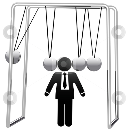 To use this stock image in your creative project, please select the size you need over to the right and click the "Add to Cart" button.
Your downloaded image will come with the Cutcaster watermark removed so don’t worry about the watermark you see on this page. Newtons Cradle Cradles Symbol Busines Man Head stock vector clipart, A Newton's Cradle business desktop toy cradles a symbol business man's head. by Michael Brown