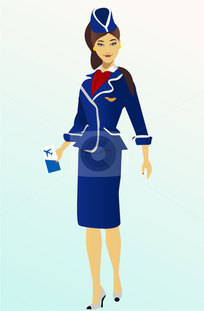 To use this stock image in your creative project, please select the size you need over to the right and click the "Add to Cart" button.
Your downloaded image will come with the Cutcaster watermark removed so don’t worry about the watermark you see on this page. Pretty air-hostess looking at camera, smiling, portrait stock vector clipart, by R. B.