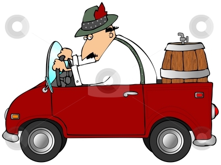 To use this stock image in your creative project, please select the size you need over to the right and click the "Add to Cart" button.
Your downloaded image will come with the Cutcaster watermark removed so don’t worry about the watermark you see on this page. Oktoberfest Beer Run stock photo, This illustration depicts a man in Bavarian attire driving a red truck with a beer keg in the back. by Dennis Cox